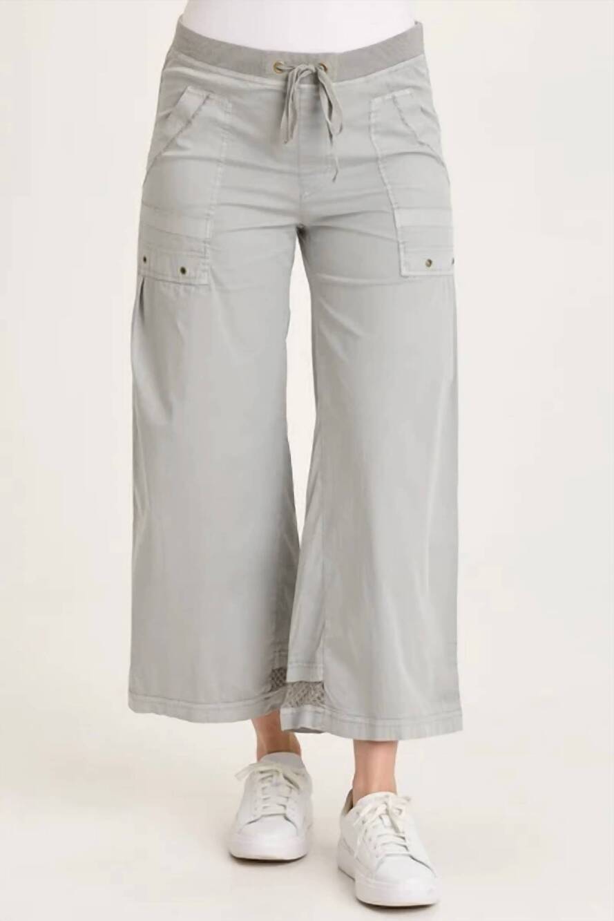 NEW XCVI roel poplin mesh gaucho crop pants in earl grey pigment